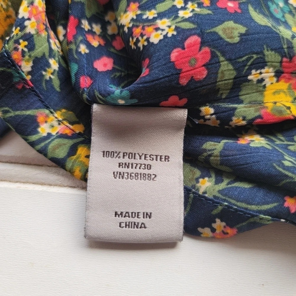 Tucker For Target Navy Blue Red Yellow Floral Spaghetti Strap Top Crinkle Sz S - Picture 2 of 10